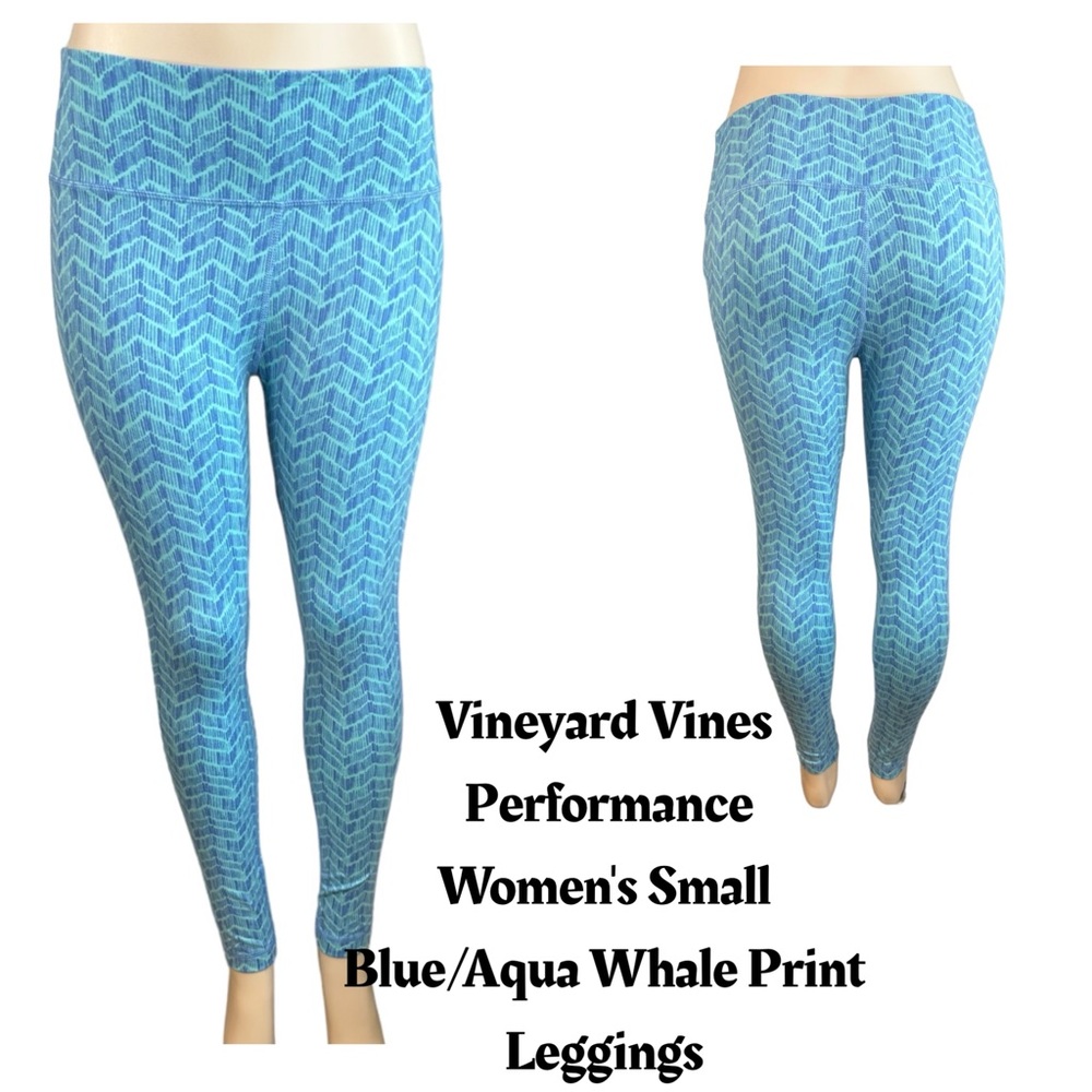 Vineyard Vines Performance Women's Blue Aqua‎ Whale Print Leggings Size Small